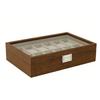 Watch Box Display Case with Glass Lid Dust Proof Watch Holder Organizer for Most Styles Walnut Grain 12 Slot