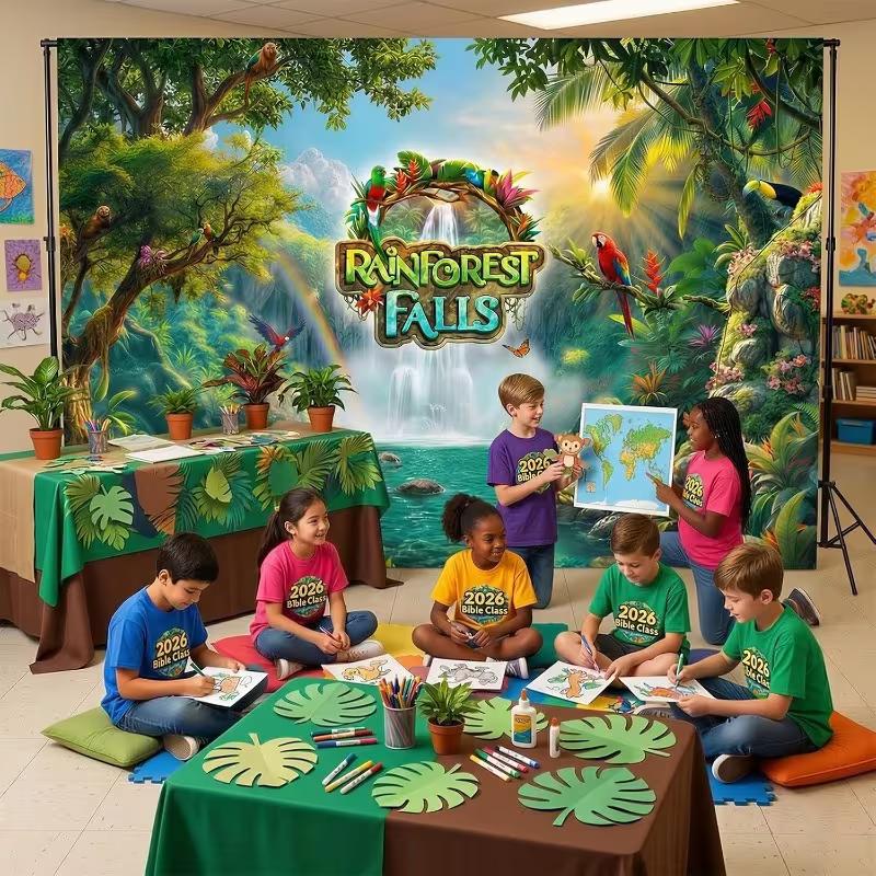 

2D Rainforest Falls Tapestry Parrot Monkey Wall Hanging for Bedroom Decor 47.2x31.5inch/120*80cm