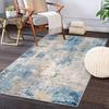 Modern Abstract Watercolor Area Rug Teal Orange Mix Distressed Texture Non Slip Washable Large Living Room Sofa Carpet