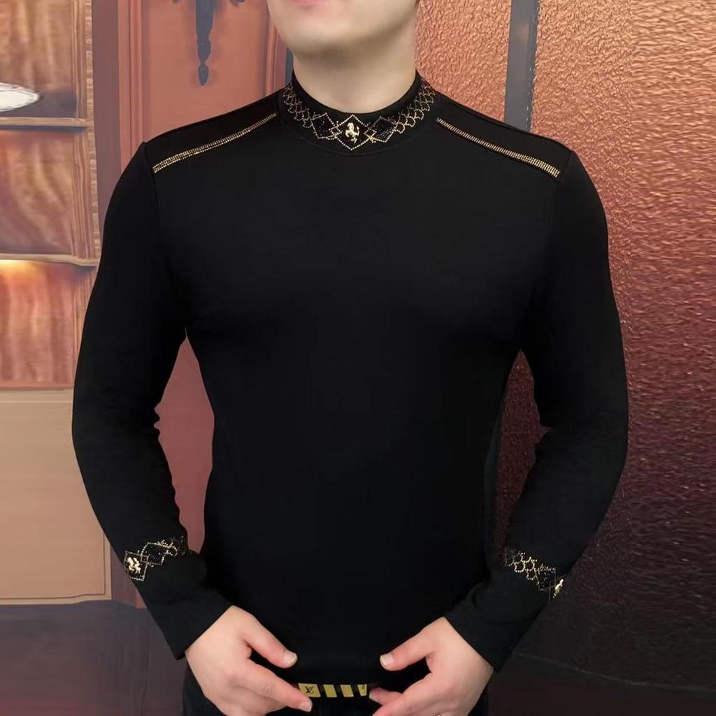 European Velvet Men's Round Neck Long Sleeve Hoodie - Trendy, Versatile, Light Luxury Fashion
