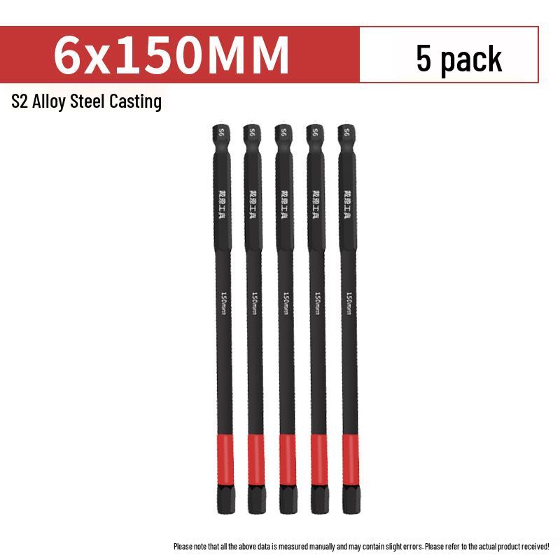 Hexagonal Anti-Slip S2 Alloy Steel Magnetic Screwdriver Bits for Electric Drills