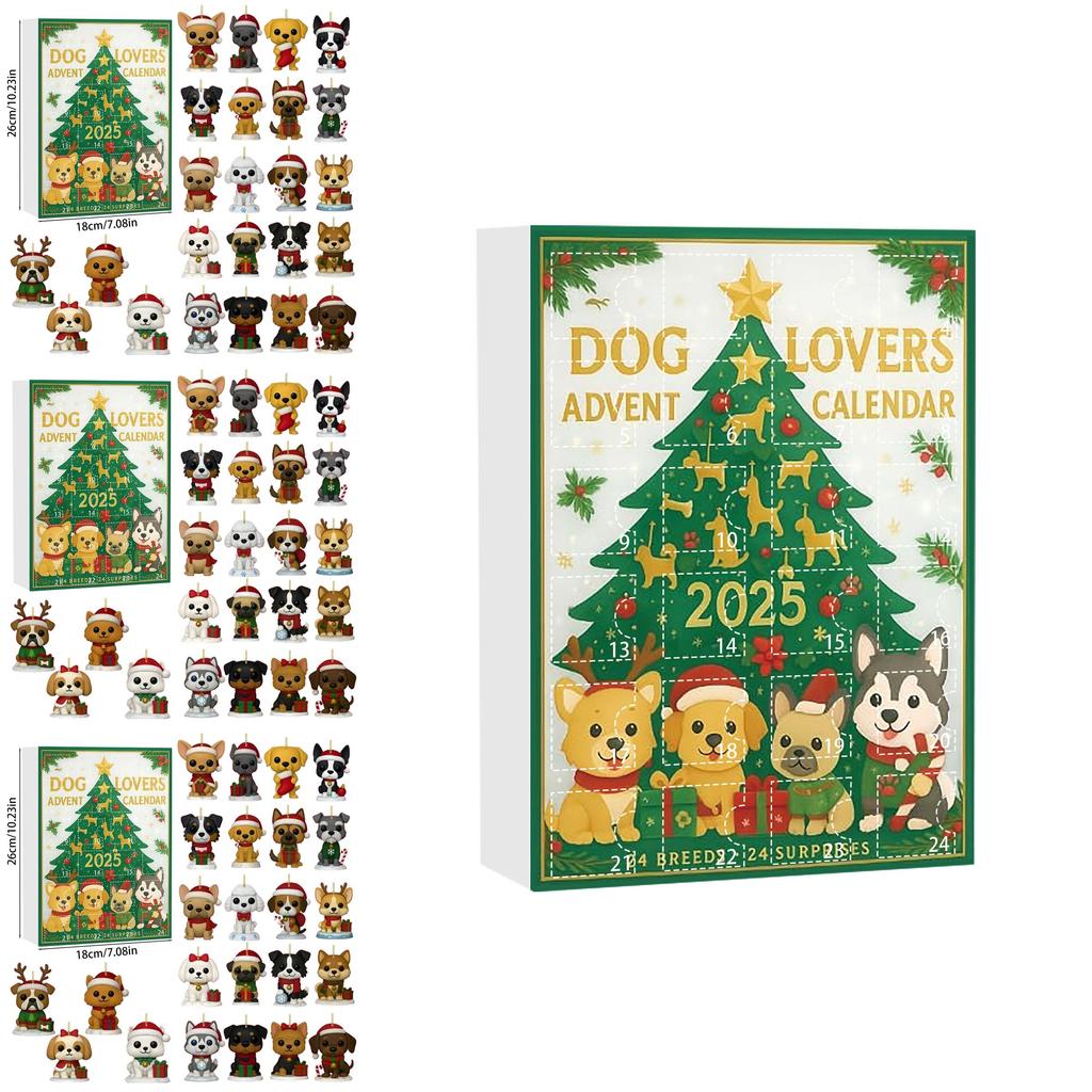 Christmas Dog Lover Advent Calendar With Acrylic Tree Ornaments For Holiday Celebration