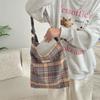 11 New woolen canvas bag women's plaid large-capacity college student class bag shoulder messenger bag