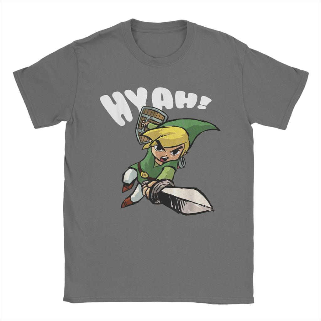Zeldas Link Hyah Poster T Shirts Unisexs Pure Cotton Novelty TShirts Round Collar Tees Short Sleeve Tops Gift Idea