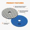 Dry Diamond Polishing Pad Set,7pcs 4 Inch #50 for Stone Marble Quartz Granite Sanding Disc Countertop Polish Polisher Pads Kit Tools Used On Grinder