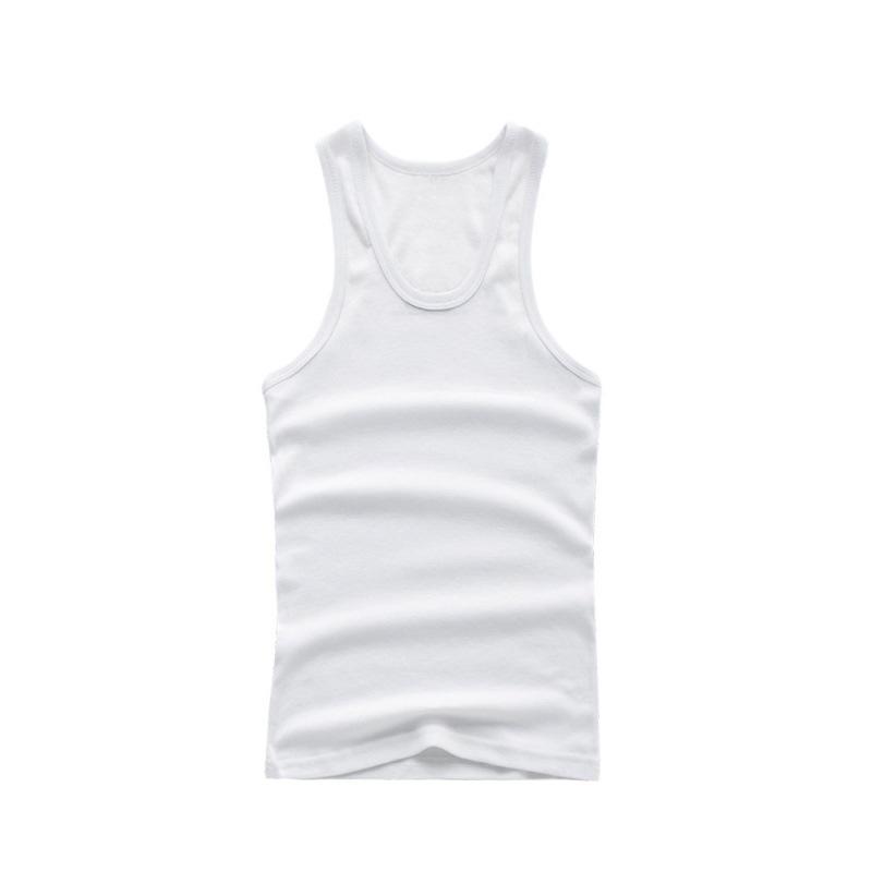 Pánská bílá strečová bavlněná fitness vesta - Prodyšná, přiléhavá, na léto