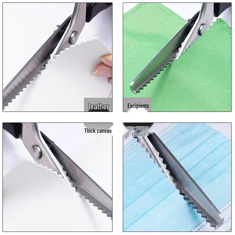 Multifunktionale Edelstahl-Scheren mit Wellenschliff für Schneiderei, Papier und Fadenschneiden