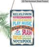 2D Flat 1pc Fun Pool Rules Aluminum Sign Waterproof, 7.87*11.8 Inch, Vibrant Pool Decor with Relax & Swim Recommendations, Perfect for Spring