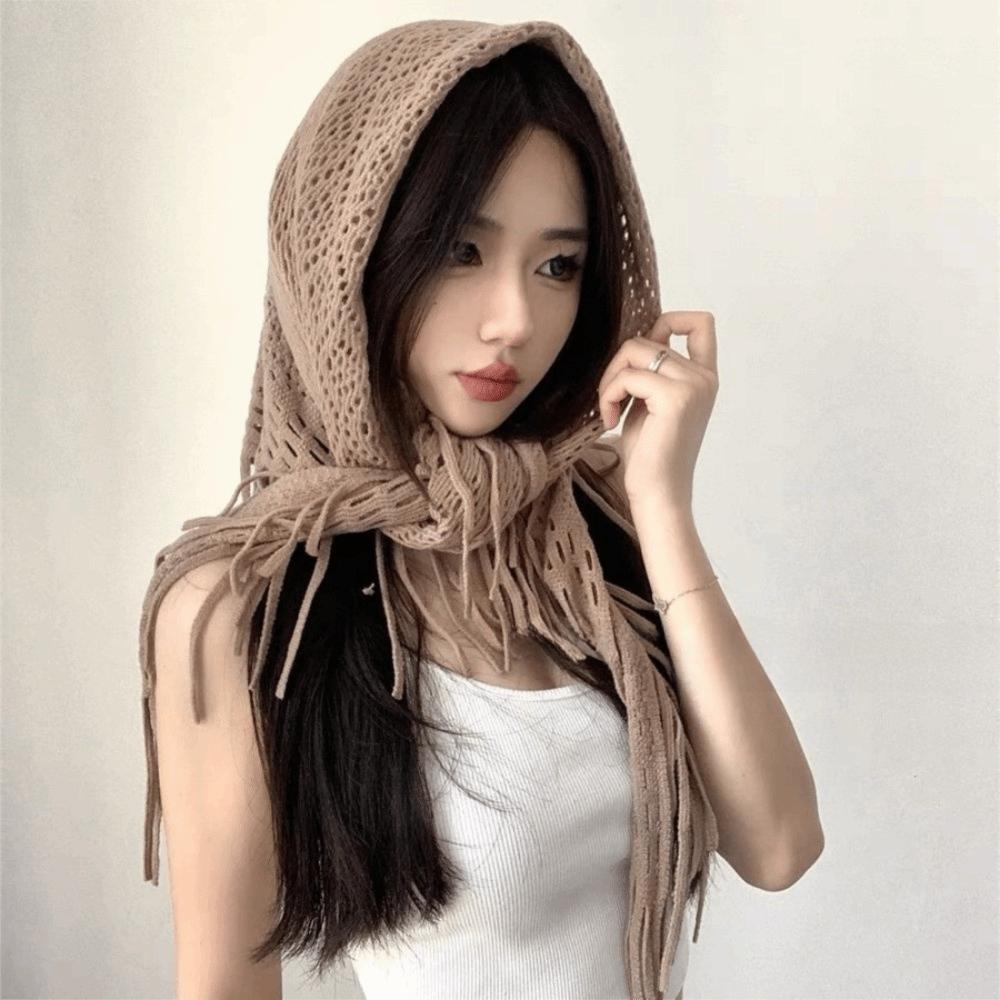 Knitted Belly Dance Clothing Tassel Triangular Scarf Women Hip Scarf  Adult Dance Practice