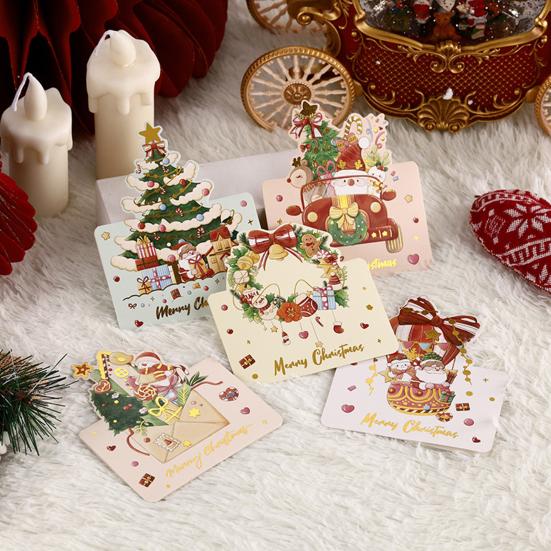 Yousheng 10 Pcs Christmas Greeting Card Gold Stamping Blank Xmas Postcards 3.9 X 5.3 Inch Merry Christmas Cards for Friends Family