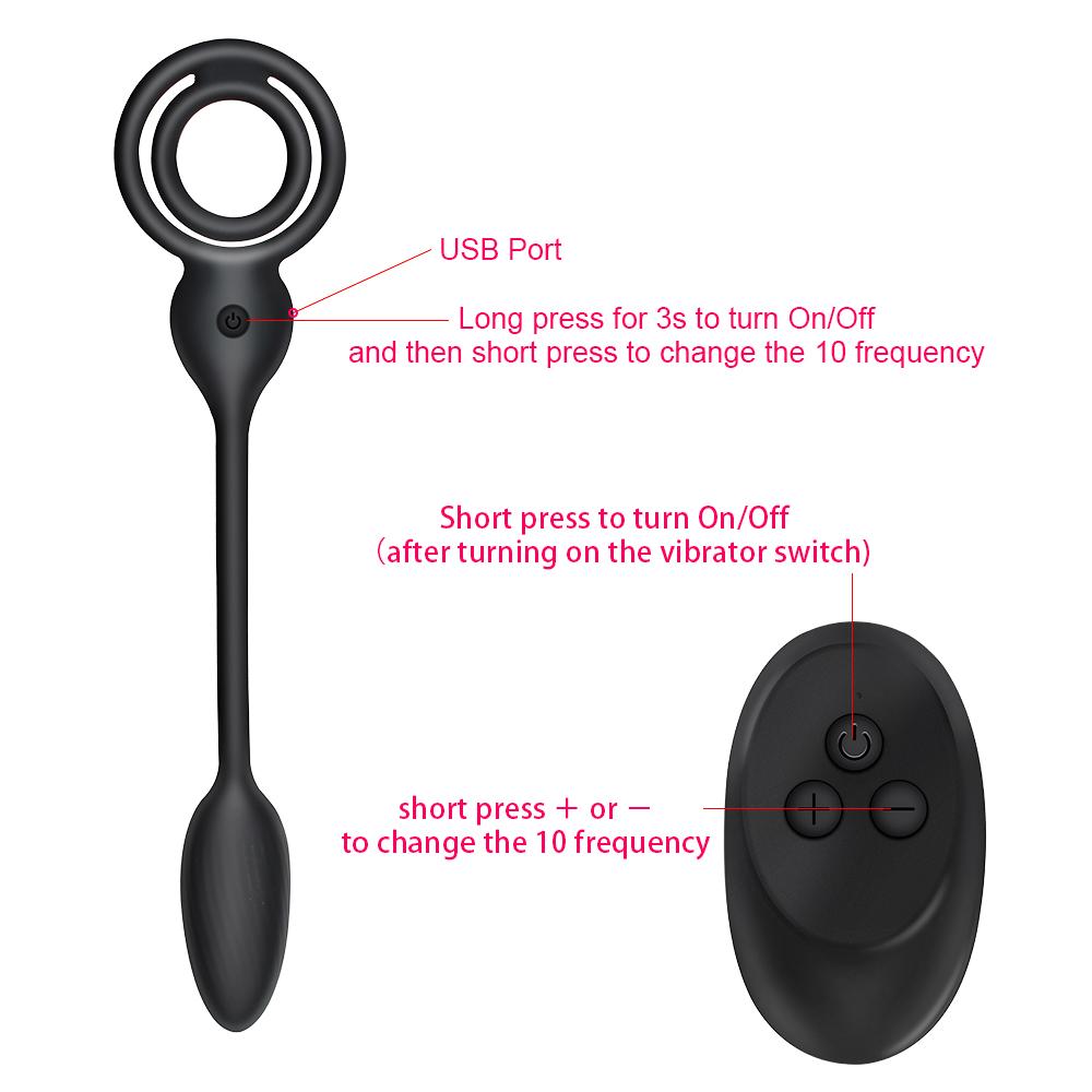 10 režimů Anální vibrátor Masážní přístroj prostaty Oddálení ejakulace Sexuální hračky pro muže Produkty pro páry pro dospělé Bezdrátový dálkový prsten na penis Dvojitý erekční prsten