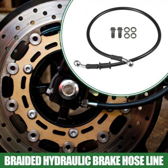 60 см Мотоциклетная армированная гидравлическая тормозная магистраль Масляный шланг Черный Серебристый 1 комплект