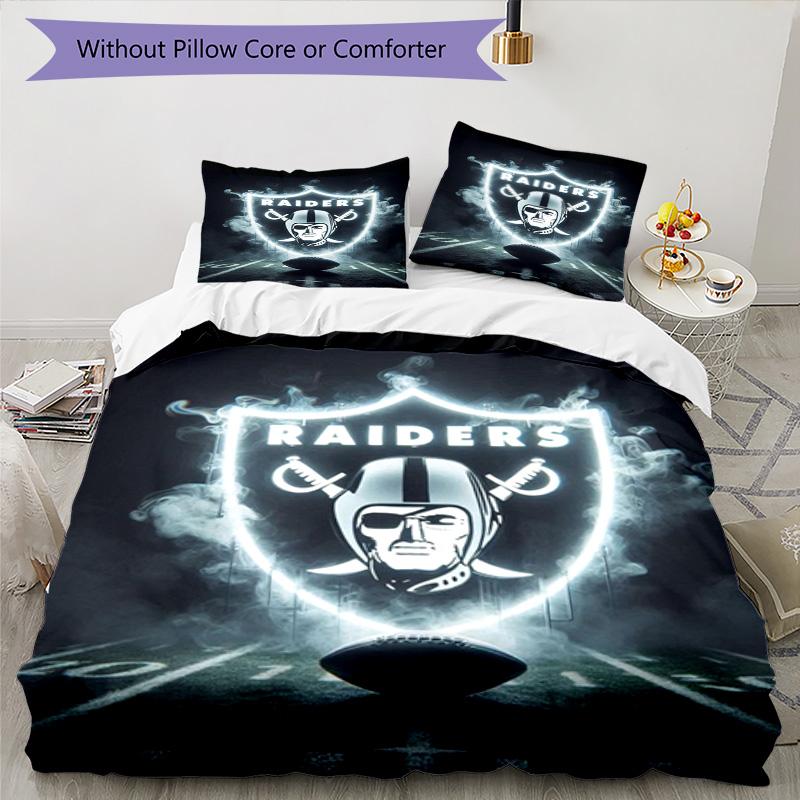 Raiders Football Legacy Printed Pattern Duvet Cover Set – includes 1 duvet cover and 2 matching pillowcases Bedroom decor Christmas gifts