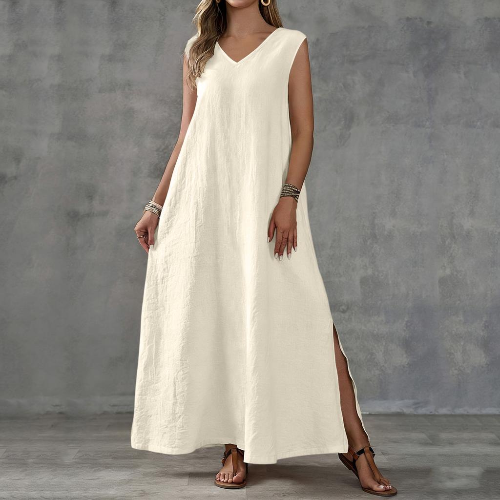 Sleeveless Maxi Dress for Women Loose Fit V Neck Suitable for Wedding Guest Dress Boho Maxi Dress Spring Dress