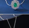 Emerald Green Gemstone Pendant Necklace, 925 Sterling Silver High-end Jewelry for Women
