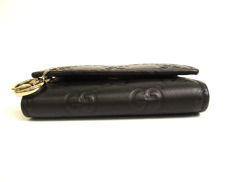 Authentic GUCCI GG Interlocking G Dark Brown Leather 6 Pics Key Chain #a870  Refurbished