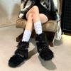 European and American Spice Girls thick-soled fluffy boots children 2025 winter new cotton shoes snow boots warm and fleece fried street short boots