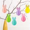 6Pcs Easter Party Decorations Rabbit Eggs Hanging Ornament With Strings For Wall Home Classroom Activities