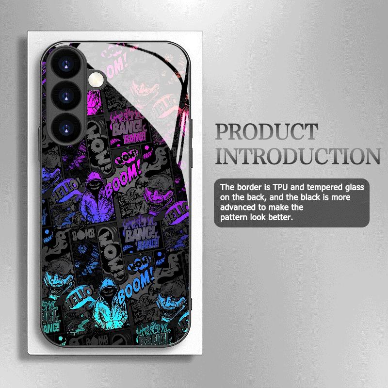 Electroplated Glass Phone Case Suitable for Samsung Galaxy S26 S25 S24 S23 S22 S20S11S10FE Ultra Plus Anti Drop Graffiti Pattern