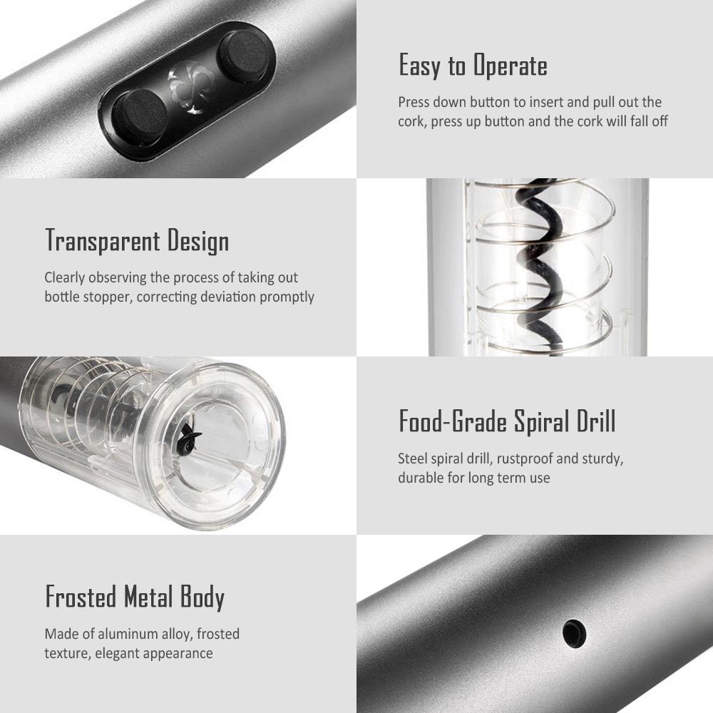 Electric Wine Opener with Foil Cutter Easy Operation Portable 2800mAh Rechargeable Wine Opener Automatic Electric Wine Bottle Corkscrew for Home Part