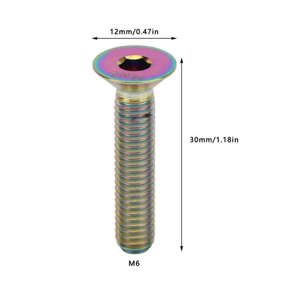 Vbestlife Stem Top Cap Bolts Long Lasting Headsets Stem Cap Fixing Bolts M6x30mm Bike