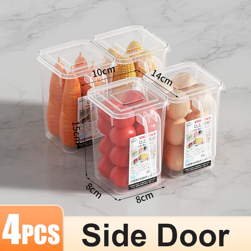 1-6Pcs Refrigerator Storage Box Fridge Side Door Food Fresh Boxes Bins With Handle For Fruit Vegetable Home Kitchen Organizer