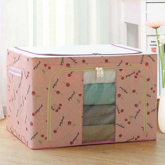 Large Steel Frame Folding Storage Box with Clear Window - Oxford Cloth for Toys and Clothes Organizing