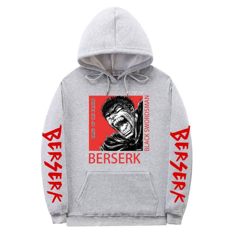 Berserk Anime Hooded Fleece Sweatshirt Men Women Loose Fit Streetwear Pullover Casual Sportswear