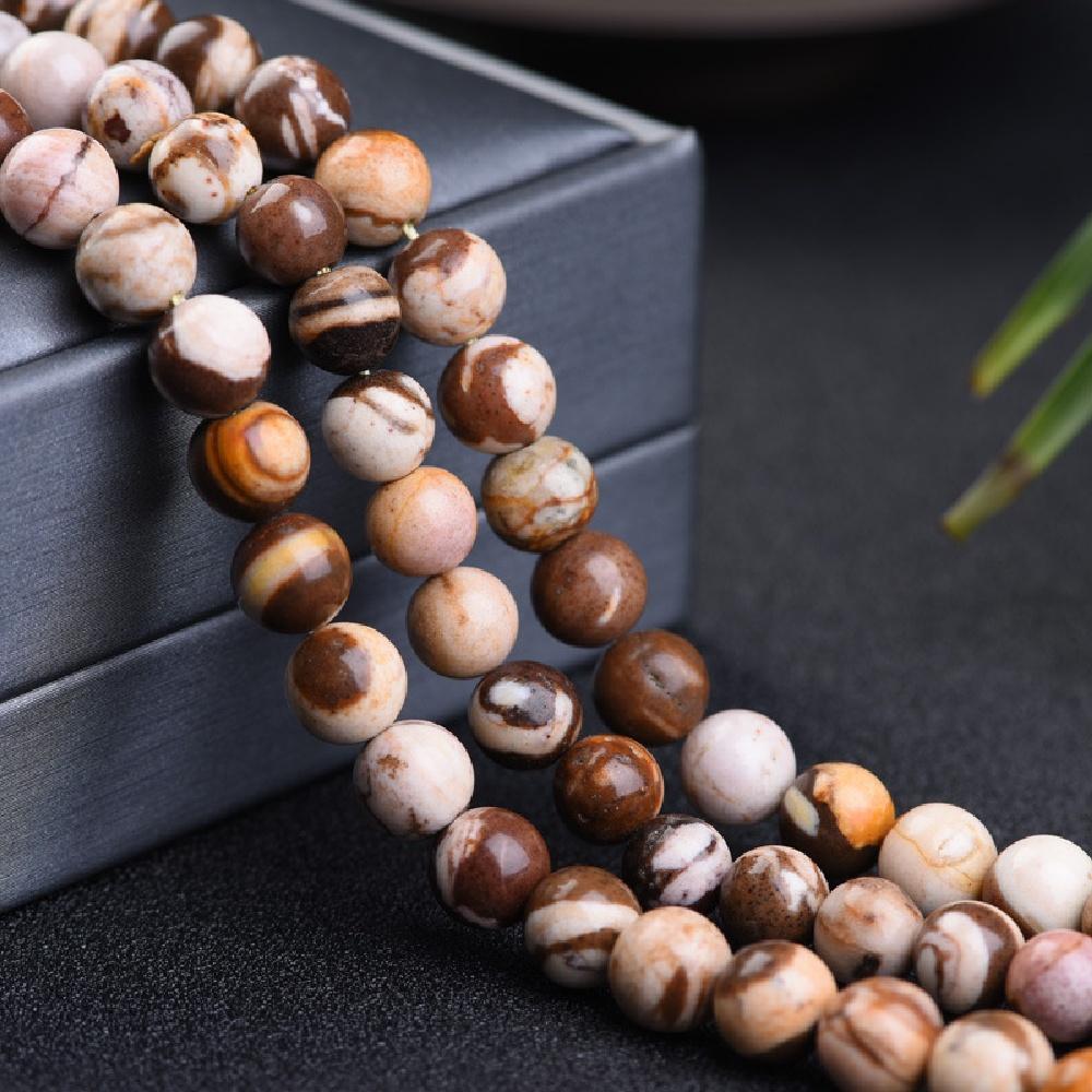 Australia Zebra Stone Natural Round Beads 15"Strand Smooth Loose Spacer Beads 4/6/8/10/12mm for Jewelry Making DIY Bracelets Accessories