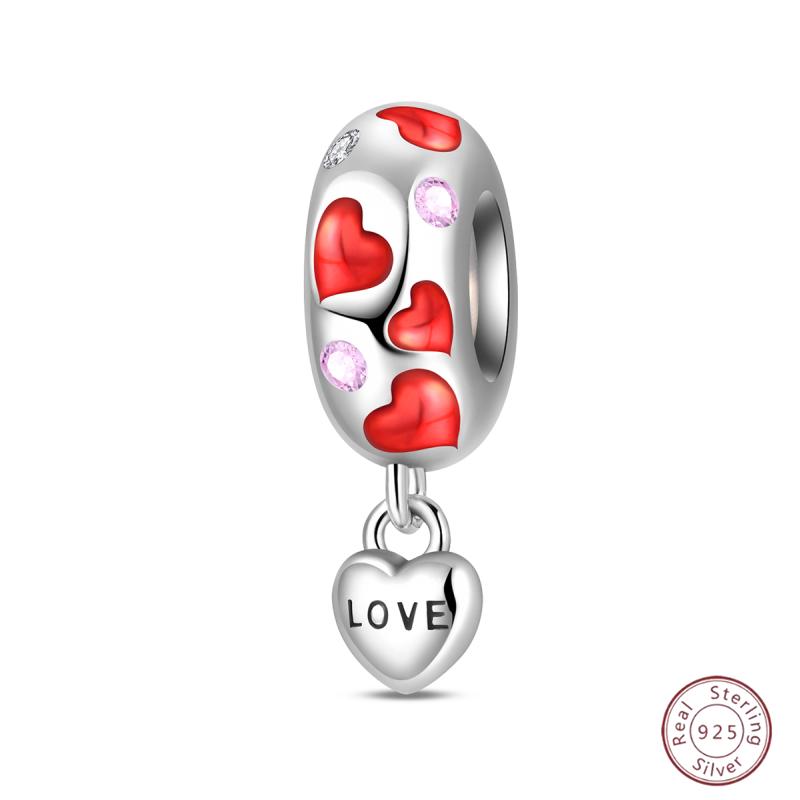 New Copper Charm Bead Mother'S Day Love Heart Family Charm Bead Pendant Fits Bracelet Womens Jewelry Gift