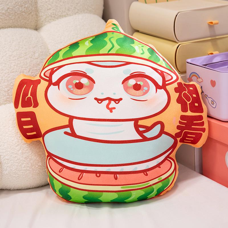 Mascot 2025 Fruit Snake Plush Pillows Room Decoration Spring Festival Gifts