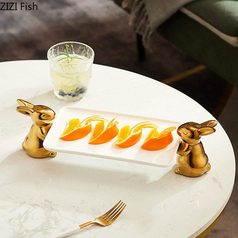 Kreative Kaninchen Dessert Platte Keramik Obst Platte Wohnzimmer Snack Candy Lagerung Tray Home Dekoration Kuchen Platte Geschirr