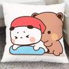 Bubu & Dudu Bears Pillowcase Adorable Cartoon Bear Couple Design Zipper Closure Square Pillow Cover For Home Decor Cushion Case