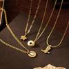 Stainless Steel Retro Cowboy Boots & Horseshoe Necklace with 18K Gold Electroplating
