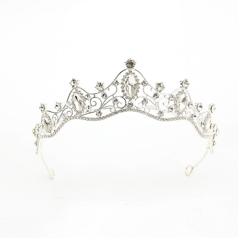 Couronne Tiara de Mariée de Luxe, Couronne de Mariage en Cristal Plaqué Argent pour Mariée Fête d'Anniversaire