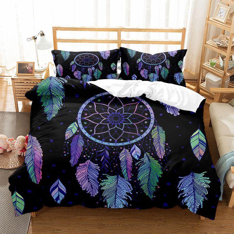 Sada povlaku na přikrývku Dreamcatcher Boho Mandala Ložní sada Pro dívky Dospělé Fialová Lapač snů Povlak na přikrývku Měkký Polyester