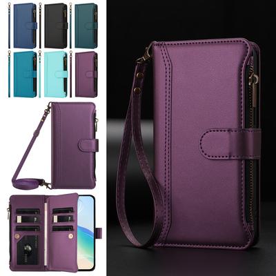Card Wallet Phone Cover For T-Mobile REVVL 8 7 6 6X Pro T Phone 3 2 5G K23 K24 TCL 60 Leather Case Wrist Strap Crossbody Shell
