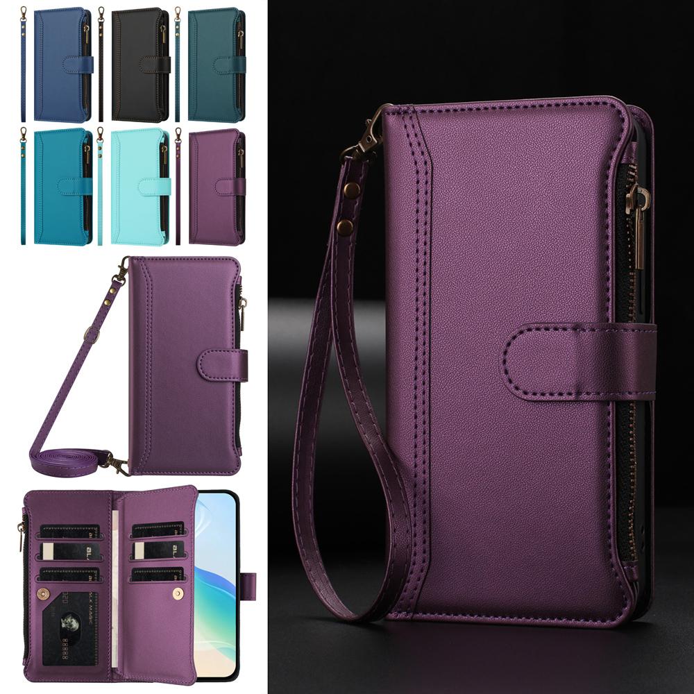 Protection Card Wallet Flip Phone Cover For Doogee Note 56X 56 58 59 N60 Pro N55 Plus Leather Case Wrist Strap Crossbody Shell