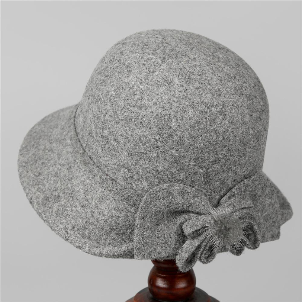 Middle-Aged Mother Hat Season Wool Warm Bucket Hat Old Lady Grandma Elegant Basin Hat