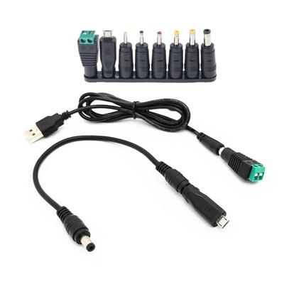 Câble d'alimentation USB vers DC5.5x2.1mm MultiAppareils Doté de 8 Têtes d'Adaptateur Interchangeables Pour la Commodité en Voyage