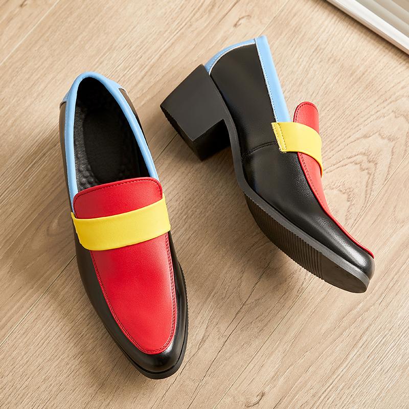 Fashion Designer Colorful Loafers Pointed Mixed Color Slip on Leather Shoes for Men New Dress Wedding Prom Homecoming Loafers