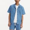 Levis Solid Color Comfortable Suit Collar Short Sleeve Shirt Men Shirts Bright-Blue A8457-0007