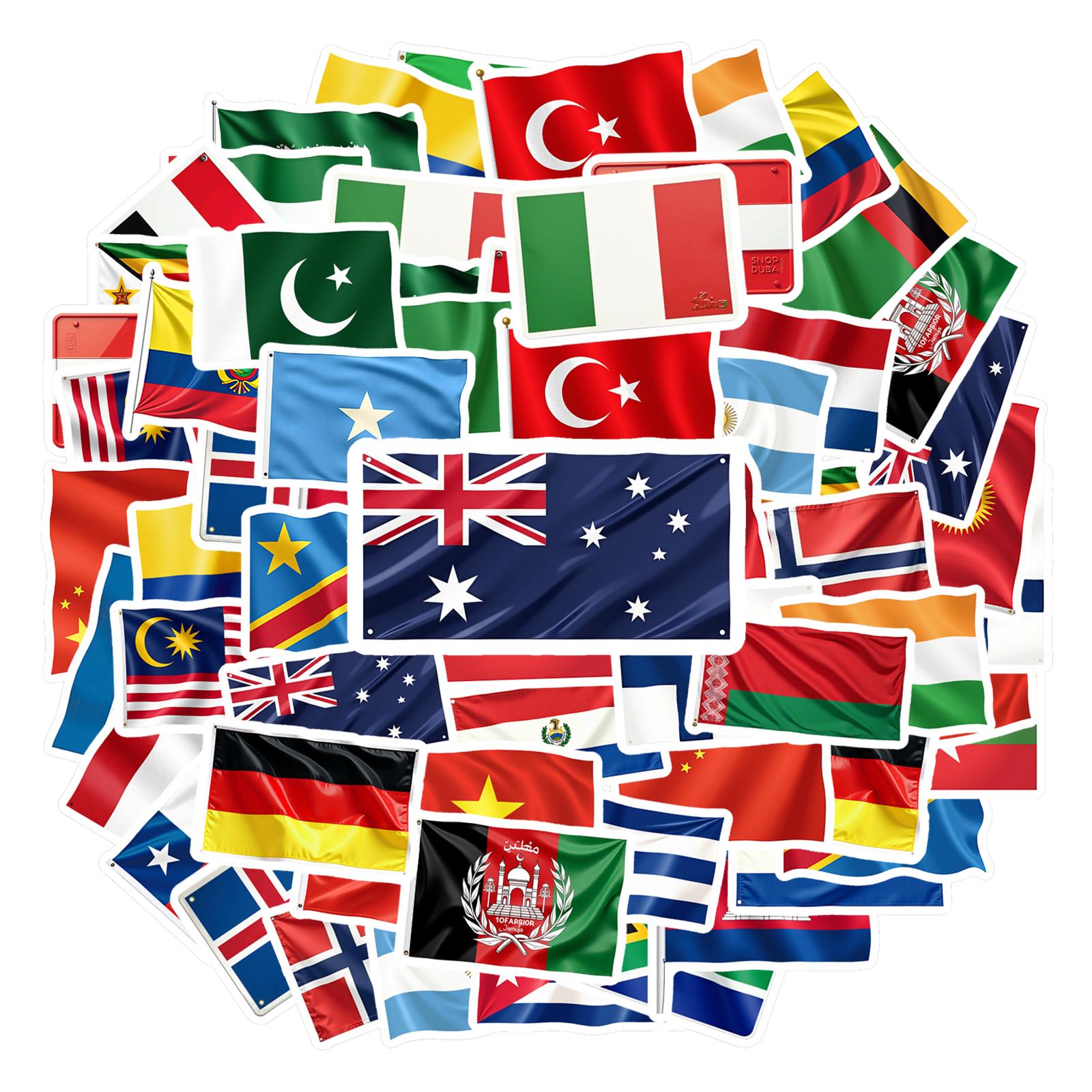 

35pcs Minimalist Countries Stickers Modern National Flags Stickers Graffiti Decals For Guitar Laptop Helmet Guitar