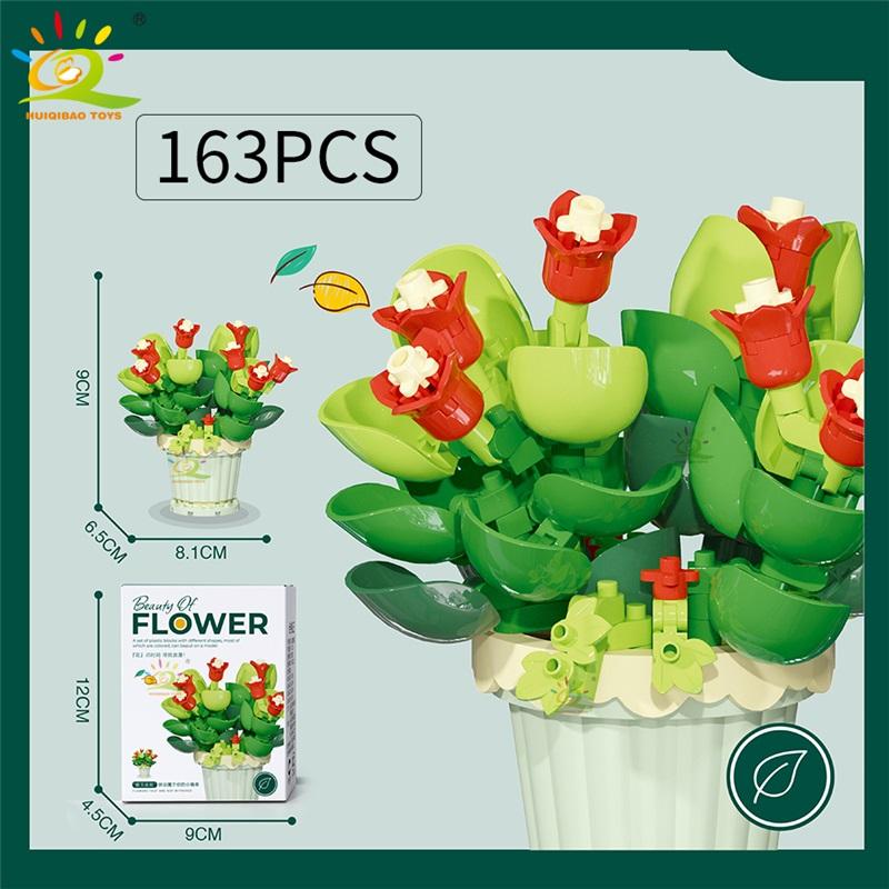 HUIQIBAO MOC Buchet Etern Micro Blocuri de Construcție Model Floare DIY Decorațiune Plantă Birou Acasă Jucărie Cărămidă de Asamblat Pentru Copii