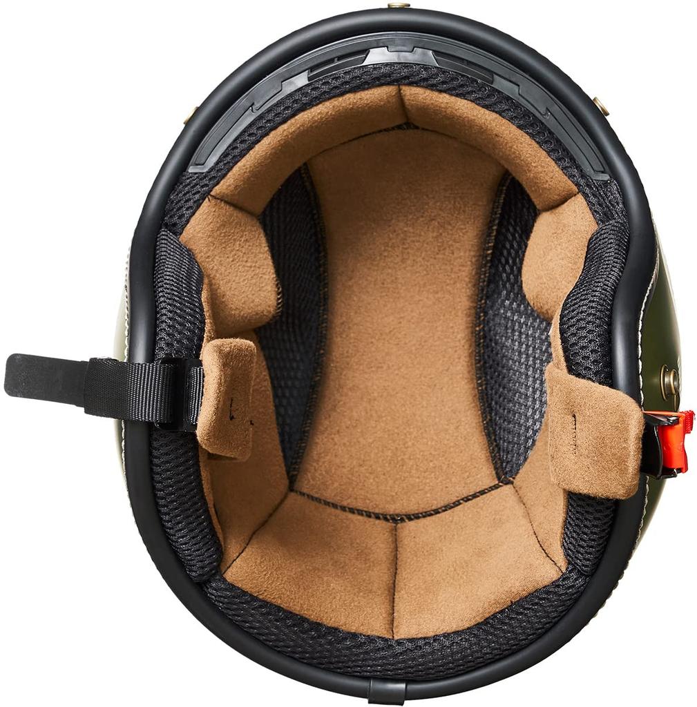 Marushin MCJ5 Jet Motorcycle Helmet, Road Fork, Open Jet, Matte Olive, Size L (59-60cm), 3006548