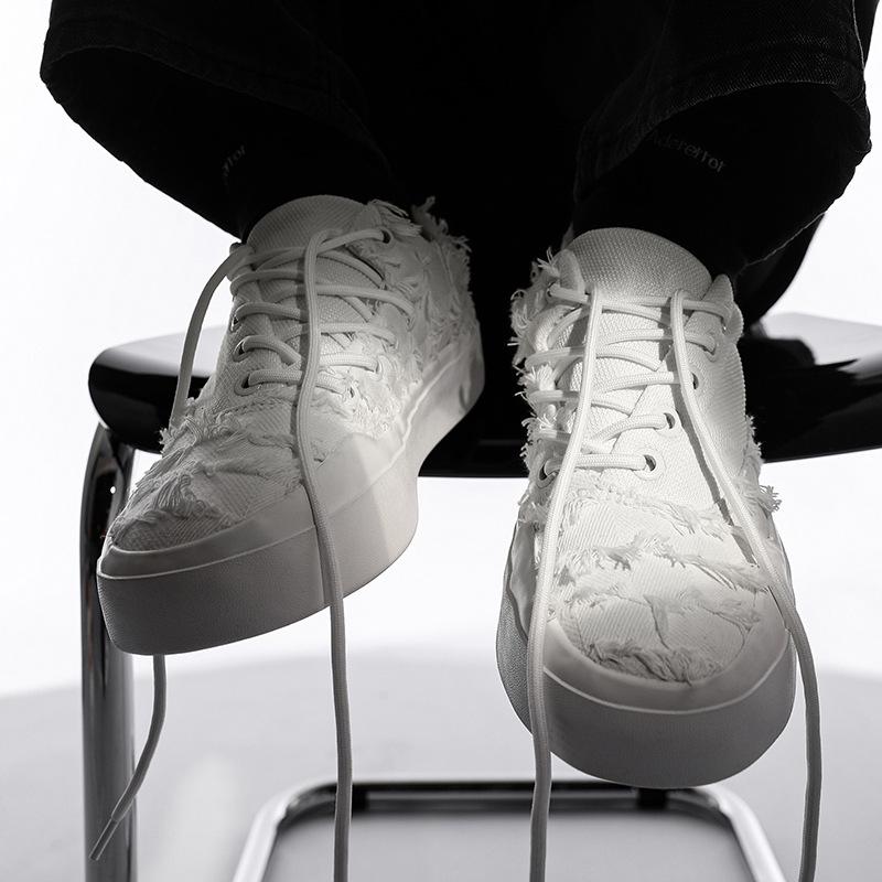 

X137-3 весна и осень новые маленькие ароматные ветряные грубые края маленькие цветочные парусиновые туфли пара модные низкие туфли для скейтбординга мужская обувь 35 белый