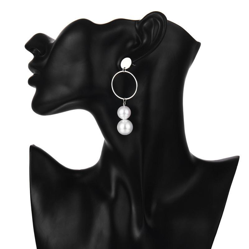 Elegant Asymmetrical Pearl Earrings For Women Stylish Geometric Design Alloy