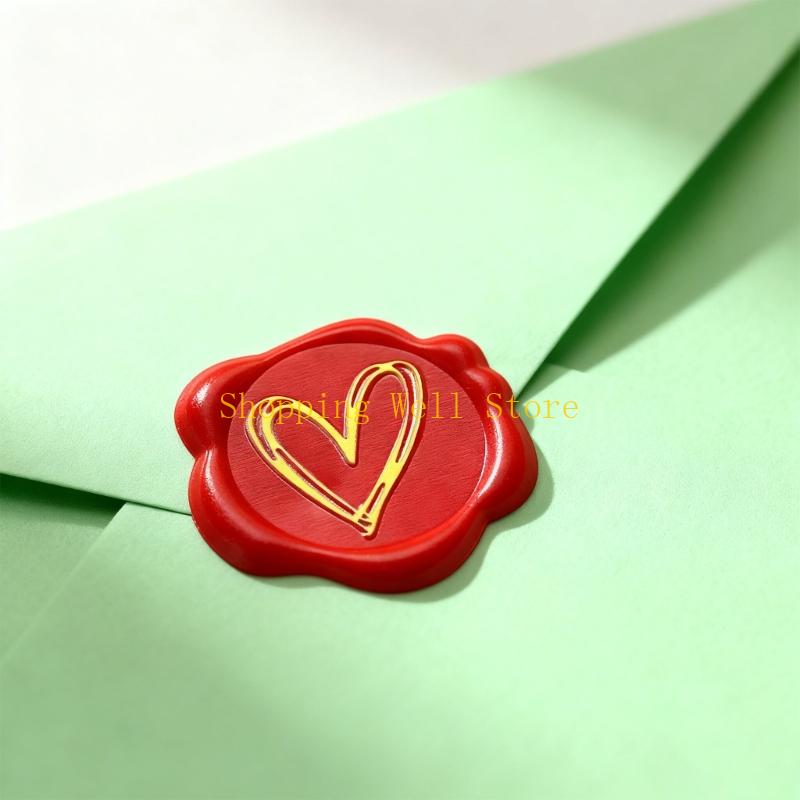 KX4B Pack of 50 Heart Wax Seal Sticker Waterproof Decoration Use
