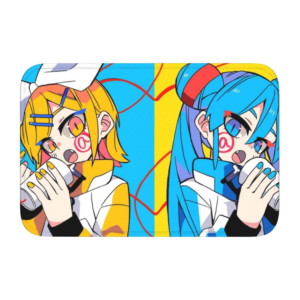Hatsuned Mikues Cartoon Front Door Mat Anti-Slip Indoor Welcome Quick Dry Doormat Living Room  Entrance Rug Carpet Footpad