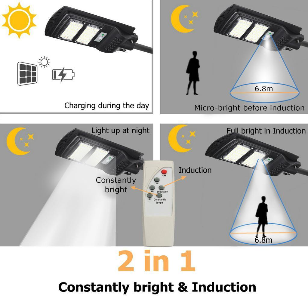 120W/240W/360W 7000K LED Solar Panel Street Light with Remote Control Radar PIR Motion Sensor Wall Area Security Lamp
